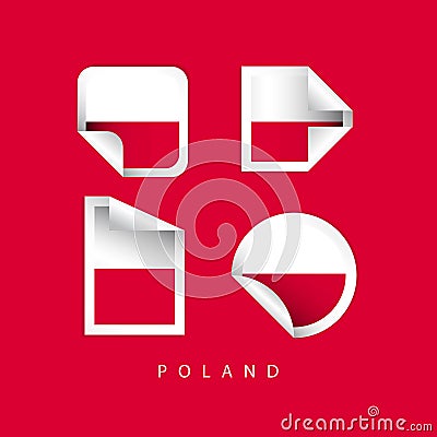 Poland Label Flags Vector Design Illustration Vector Illustration