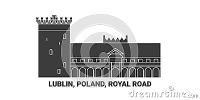 Poland, Lublin, Royal Road, travel landmark vector illustration Vector Illustration