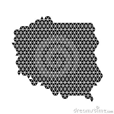 Poland map abstract schematic from black triangles repeating pattern geometric background with nodes. Vector illustration Cartoon Illustration