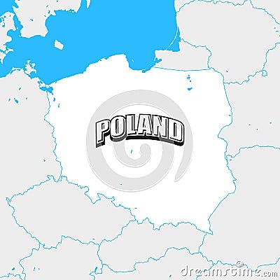 Poland map with blue background and headline Vector Illustration