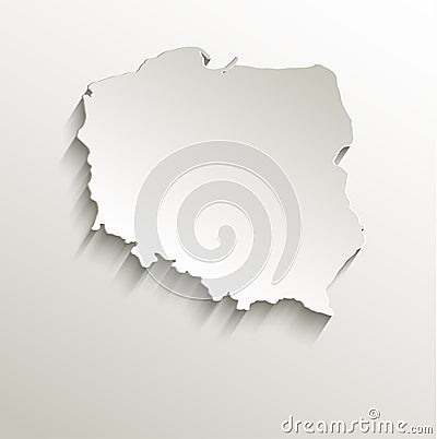 Poland map card paper 3D natural Vector Illustration