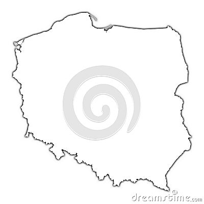 Poland map with shadow Stock Photo