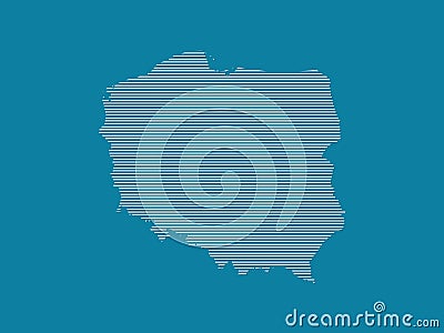Poland map vector illustration using simple straight lines of white color on dark blue background Vector Illustration