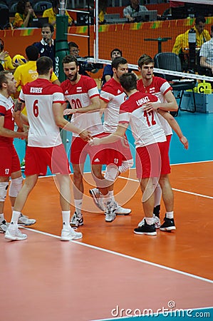 Poland national men's volleyball team at Rio2016 Editorial Stock Photo