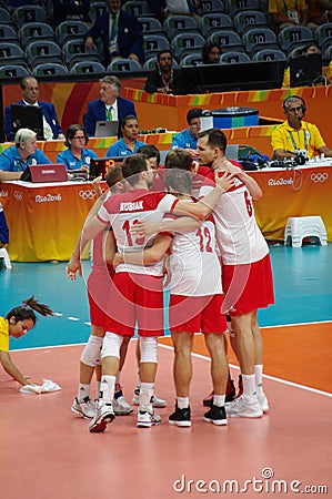 Poland national men's volleyball team at Rio2016 Editorial Stock Photo