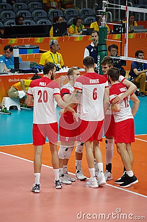 Poland national men's volleyball team at Rio2016 Editorial Stock Photo