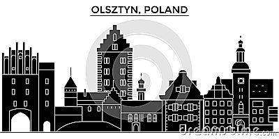 Poland, Olsztyn architecture vector city skyline, travel cityscape with landmarks, buildings, isolated sights on Vector Illustration