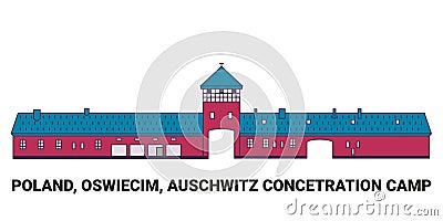 Poland, Oswiecim, Auschwitz Concetration Camp, travel landmark vector illustration Vector Illustration