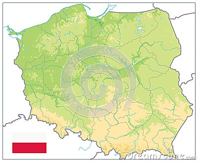 Poland Physical Map Isolated On White. No text Vector Illustration