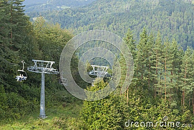 Poland, Pieniny Mountains, Chairlift in Summer Stock Photo