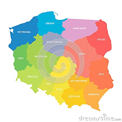 Poland political map of administrative divisions Vector Illustration