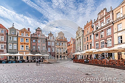 Poland Poznan 11 September 2018 View of the central market place in Poznan, with its picturesque houses in beautiful colors. Ther Editorial Stock Photo