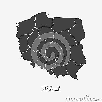 Poland region map: grey outline on white. Vector Illustration