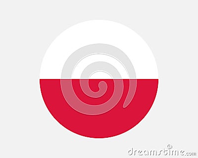 Poland Round Country Flag. Polish Circle National Flag Vector Illustration