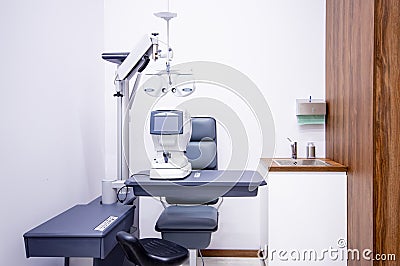 Poland, Slupsk 2022 - optometrist specialized eyesight diagnosis equipment Editorial Stock Photo