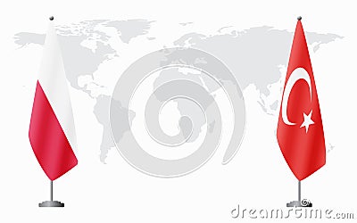 Poland and Turkey flags for official meeting Vector Illustration