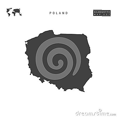 Poland Vector Map Isolated on White Background. High-Detailed Black Silhouette Map of Poland Vector Illustration