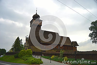 Poland, Wisla Mala, catolic temple, wooden church, tourism, Stock Photo