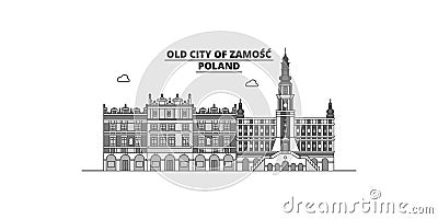 Poland, Zamosc city skyline isolated vector illustration, icons Vector Illustration