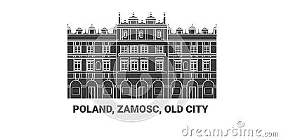 Poland, Zamosc, Old City, travel landmark vector illustration Vector Illustration