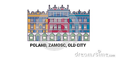 Poland, Zamosc, Old City, travel landmark vector illustration Vector Illustration