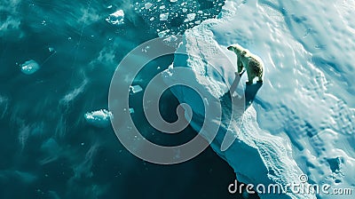 Polar bear on an iceberg in icy waters. A serene marine scene with wildlife. Picture perfect for environmental themes Stock Photo