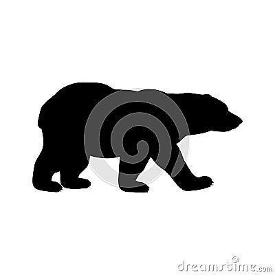 Polar bear cub wild black silhouette animal. Vector Illustration