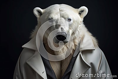 Polar bear dressed portrait. Generate ai Stock Photo