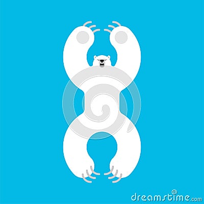 Polar bear evil isolated cartoon style. Wild predator. big white bear attacks Vector Illustration