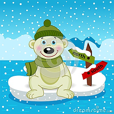 Polar bear on an floe Vector Illustration