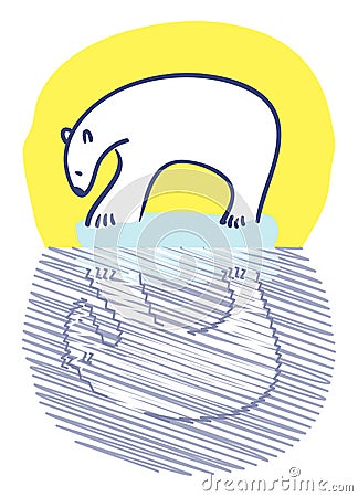 Polar bear on iceberg Vector Illustration