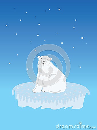 Polar Bear on Iceberg Vector Illustration