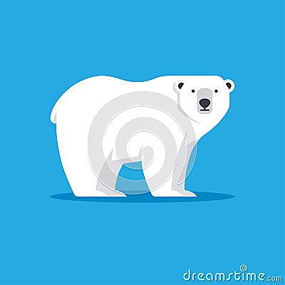 Polar bear icon in flat style. Vector Illustration