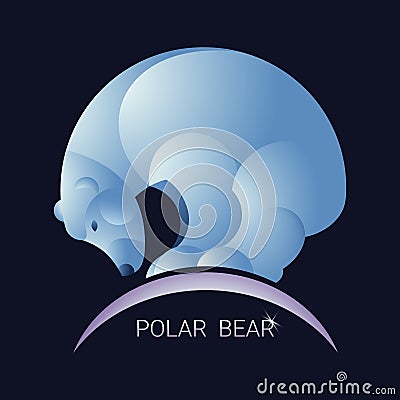 Abstract polar bear. Minimalist style. Blue vector background. Vector Illustration