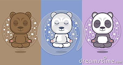 cute polar panda bear yoga Vector Illustration