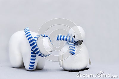 Polar Bear and Penguin Stock Photo