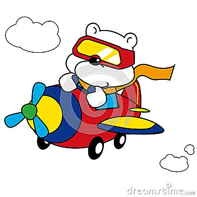 Polar Bear Pilot Vector Illustration