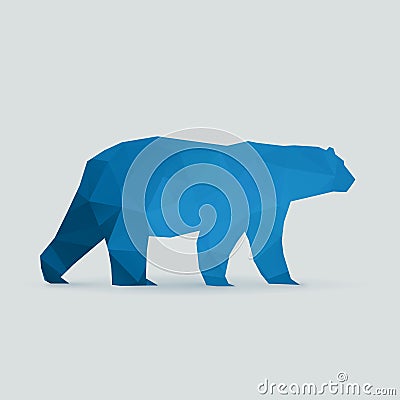 Polar bear polygon blue silhouette Vector Illustration