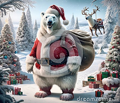 Polar Bear Santa Stock Photo