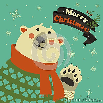 Polar bear says hello Vector Illustration