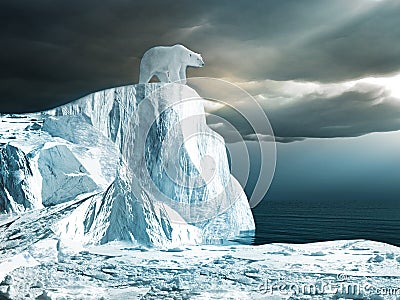 Polar bear on top of the iceberg Stock Photo