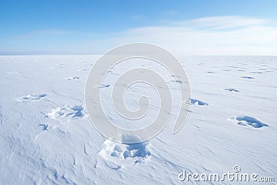 polar bear tracks in the frosty snow surface Stock Photo