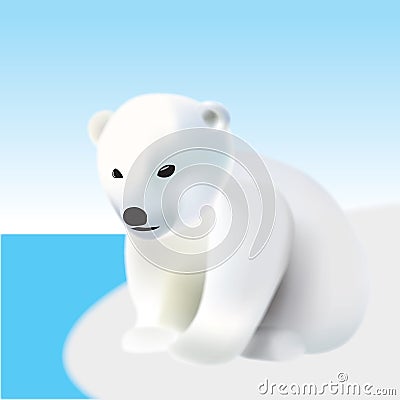 Polar bear youngling on the iceberg Vector Illustration