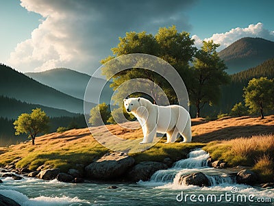 Polar bears Incorporate a foreground element made with generative ai Stock Photo