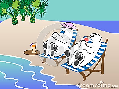 Polar Bears on Vacation Vector Illustration