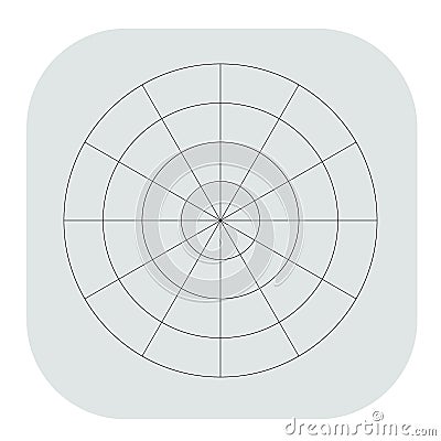 Polar, circular grid, mesh. Pie chart, graph element Cartoon Illustration