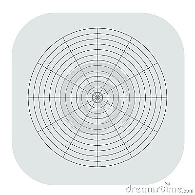 Polar, circular grid, mesh. Pie chart, graph element Cartoon Illustration