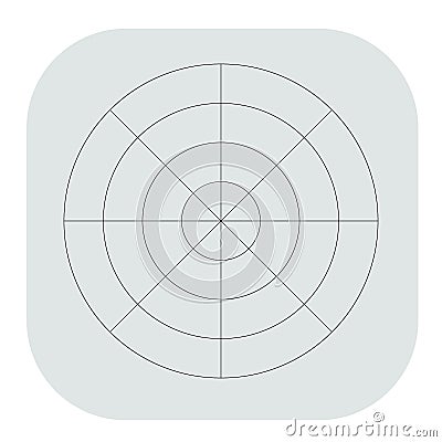 Polar, circular grid, mesh. Pie chart, graph element Cartoon Illustration