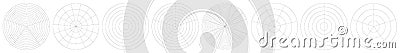 Polar, circular grid, mesh. Pie chart, graph element Cartoon Illustration