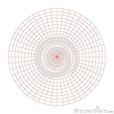 Polar coordinate circular grid isolated on white background. 360 degrees scale. Blank polar graph paper. Vector Vector Illustration